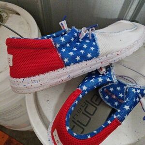 Hey Dude Kids Red, White, and Blue Star Sneakers